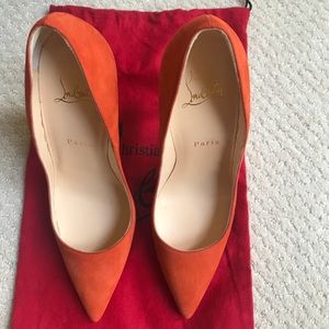 Christian Louboutin Orange Suede Pumps size 38